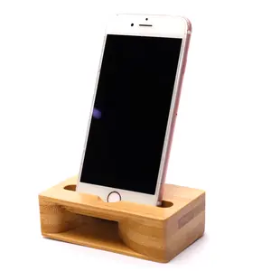 竹製携帯電話スタンドホルダー、デスクトップデザイン用のフレンドリーなユニバーサルポータブル木製携帯電話ホルダー
