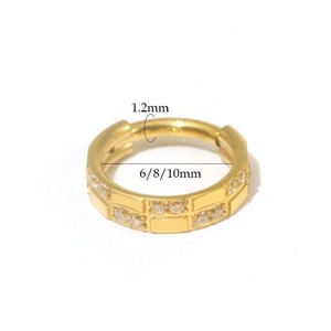 Anneau de nez en acier inoxydable avec incrustation de zircon, design géométrique, fermeture à ouverture, bijoux de piercing pour femmes, cadeau - Product Image 2