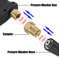 Raccords en laiton pour nettoyeur haute pression coupleur métrique M22 15mm filetage mâle à M22 14mm adaptateur femelle
