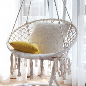 Venta directa de fábrica, <span class=keywords><strong>silla</strong></span> columpio hecha a mano de algodón, <span class=keywords><strong>hamaca</strong></span> colgante de macramé para Patio, <span class=keywords><strong>silla</strong></span> Columpio de macramé - Product Image 6