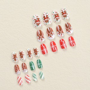<span class=keywords><strong>Faux</strong></span> <span class=keywords><strong>ongles</strong></span> à porter pour Noël, motifs fruits, bonhomme de pain d'épices, maison en chocolat - Product Image 4