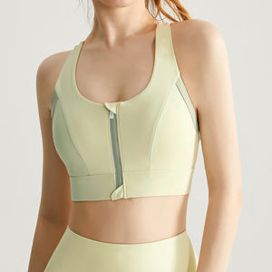 Soutien-gorge <span class=keywords><strong>de</strong></span> sport Push up rembourré à dos nageur avec logo personnalisé et fermeture à glissière avant pour <span class=keywords><strong>femme</strong></span>, soutien-gorge d'entraînement sportif grande taille pour yoga à impact élevé - Product Image 1