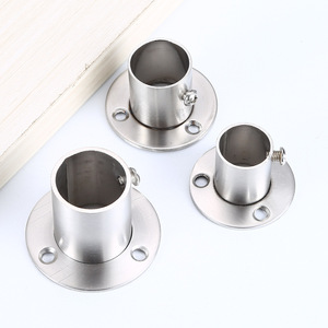 HANFENG Stainless Steel Pipe Flange Base 304 Thickened Rod Bracket For <b>Wardrobe</b> Towel Rack <b>Hardware</b> Connector - Product Image 4