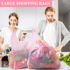 Sacs en plastique biodégradables en vrac pour T-shirts, avec poignées latérales épaisses, pour le commerce de détail, l'épicerie, les supermarchés et les restaurants (Rose) - Product Image 3
