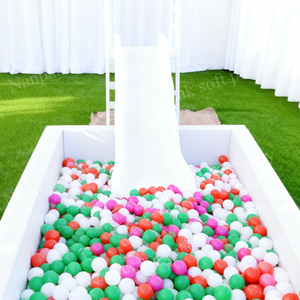 Piscine à balles blanche pour enfants avec toboggan et escalier, grande structure de jeu extérieure de 1,5 m, 1,8 m, 2,1 m, 2,4 m, 3 m, 4 m pour la <span class=keywords><strong>location</strong></span> - Product Image 4