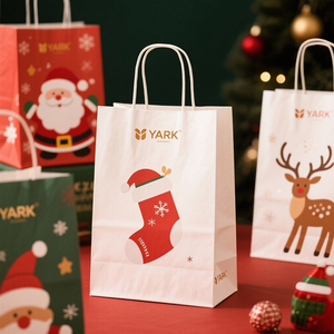 Custom Factory Christmas Kraft Gift <b>Bag</b> Printed Recyclable Kraft Paper <b>Bags</b> - Product Image 6
