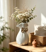 Vase en céramique Art Déco avec nœud décoratif, idéal pour la décoration de table et les cadeaux