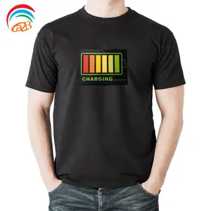 LED flashing el t shirt Factory Wholesale Price High Quality Cotton Custom sound active el t-shirt for party