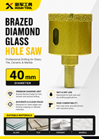 Foret diamanté brasé M10 doré pour le granit, le marbre, la céramique et le verre