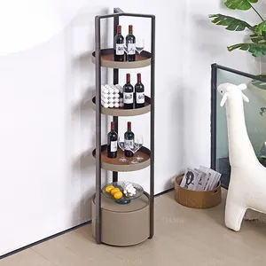 Support rotatif organisateur de rangement d'angle salon selle organisateur en cuir comptoir à quatre couches étagère à vin