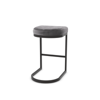 Tabouret de bar en velours au design moderne avec base arquée en métal noir, siège confortable pour bar à domicile, comptoir de cuisine, îlot de cuisine