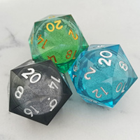 35 mm Jumbo D20 Face Dés en résine transparente RPG Jeu d'instruction de table Accessoires de dés DND Jumbo Liquid D20 Dice