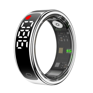 Bague connectée en acier inoxydable, tracker d'activité avec écran LED, moniteur de fréquence cardiaque et d'oxygène sanguin, suivi du sommeil et de l'activité, contrôle par application, IP68 - Product Image 2