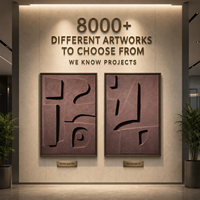 Art mural abstrait géométrique 3D multicouche en PVC découpé ton sur ton marron moka, cadre noir, diptyque pour hôtel et restaurant, mur d'accentuation, personnalisable en gros