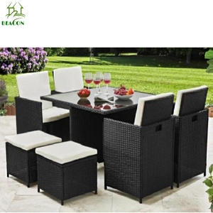 Waterproof Restaurant 9 Piece <strong>Rattan</strong> Tables and Chairs <strong>Cube</strong> Sets Patio Leisure Furniture Garden Outdoor <strong>Rattan</strong> Woven Dining Sets - Product Image 3