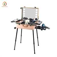 Valise de maquillage Bluetooth pour maquilleurs professionnels, étanche, légère, avec roulettes et pieds cachés amovibles