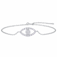 Bracelet Moissanite Yeux en Argent Sterling 925 avec Pendentif Charme, Bijou Tendance Quotidien pour Femme