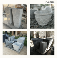 Vases à fleurs en granit naturel robustes pour la vente en gros, jardinières en pierre résistantes au gel pour aménagements paysagers commerciaux