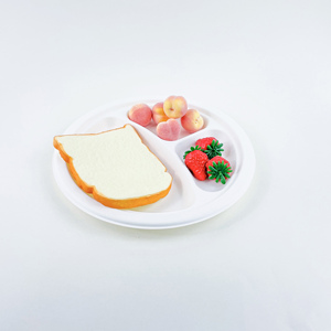 Assiettes jetables 100 % biodégradables en bagasse de canne à sucre, 10 pouces, 3 compartiments, blanches, pour réceptions et contenants alimentaires - Product Image 3