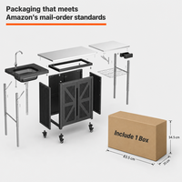 Chariot d'extérieur LuckyOCT avec armoire de rangement, îlot de cuisine extérieur résistant aux intempéries avec table de préparation en acier inoxydable