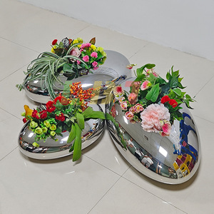 Pot de fleurs en acier inoxydable, surface polie par électrolyse, décoration intérieure, jardinières pour plantes d'intérieur - Product Image 4