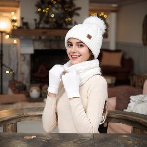 Ensemble tricoté d'hiver pour <span class=keywords><strong>femme</strong></span> en Spandex/Acrylique Jacquard, comprenant bonnet, écharpe et gants, essentiels pour le froid, confortable pour la circonférence de la tête - Product Image 5