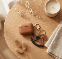 Étui de luxe en cuir PU pour AirPods Pro 2, coque de protection grainée avec porte-clés, logo personnalisé, fabrication OEM