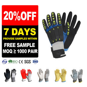 Forro de nailon SunnyHope calibre 13 con nitrilo liso recubierto de 3/4 y parte trasera recubierta de nitrilo Sandy Paim con guantes antiimpacto TPR - Product Image 2