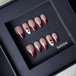 1-5クリスマス手作りプレスオンネイル10個ロングヒントスクエアアーモンドスティレット蝶デザイン接着指用つけ爪 - Product Image 2