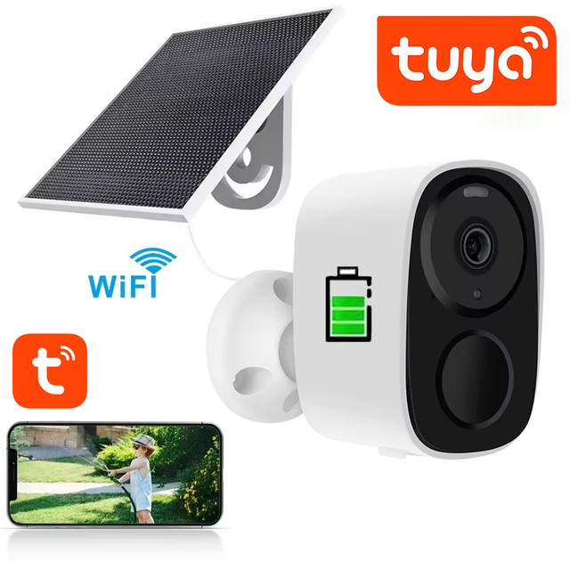 WiFi Network Outdoor Zoom Surveillance IP Network System Low Power Battery Alarm Night Vision TUYA Solar CCTV Security Camera