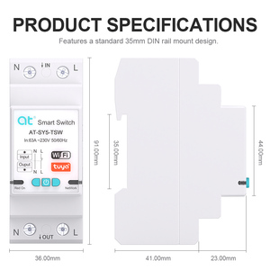 Disjoncteur intelligent WiFi ATELE 1P 1 à 63A avec mesure d'énergie, minuterie et contrôle à distance via application, rail DIN, 220 à 240V, compatible Tuya, usage domestique - Product Image 6