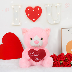 Peluche de Gato Rosa al por Mayor, Juguete de Peluche en Forma de Corazón para Niños, Regalo de Cumpleaños, San Valentín, Navidad, Decoración para el Hogar y el Dormitorio - Product Image 1