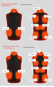 Gilet chauffant USB pour hommes (jusqu'à 4XL) - 11 zones <span class=keywords><strong>de</strong></span> chauffage infrarouge, gilet d'hiver électrique pour le sport et la randonnée - Product Image 3