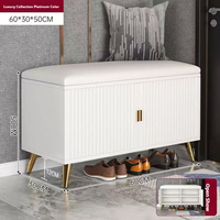Repose-pieds et banc à chaussures en cuir PU et bois, mobilier de salon moderne pour appartement, tabouret de rangement pour chaussures avec siège
