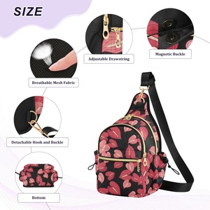 Travel Sport Workout Waterproof <b>Small</b> Waist <b>Bag</b> Hawaiian Anthurium Custom Logo Cross Body Chest Belt <b>Bag</b> with Adjustable Strap - Product Image 4