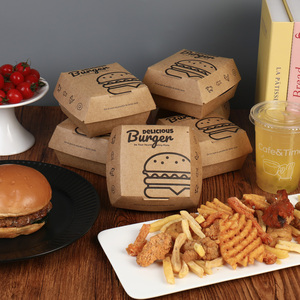 Caja de Cartón Kraft Impermeable y Reciclable para Hamburguesas y Papas Fritas para Llevar, con su Propio Logotipo - Product Image 4