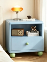 Mesita de Noche de Acero al Carbono, Mueble de Almacenamiento de Acero para Dormitorio, Gabinete Pequeño con Cajones para Niños