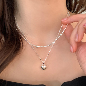 Joyería de moda collar de plata 925 para mujer 18K chapado en oro plata esterlina corazón colgante clavícula cadena collar al por mayor - Product Image 3