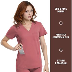Women's V-Neck Scrub Top 4 Pocket Premium Stretch Medical Uniform Hospital Workwear - Product Image 2