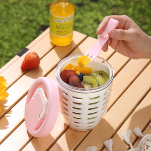 Fresh Keeper Fruit Container 1-3L Portable With Lid And Fork For Office <b>Lunch</b> <b>Box</b> Outdoor Use - Product Image 1