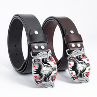 Hebilla de cinturón vintage con cabeza de toro estilo western - Hebilla automática retro de aleación plateada con alas de águila, hebilla de metal genial para vaqueros