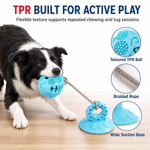 Juguete interactivo para perros con ventosa de TPR, dispensador de golosinas, pelota para jugar solo, ecológico, para limpieza de dientes, juguete masticable para perros - Product Image 3