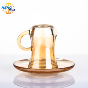 Tazze da tazza in vetro di design Vintage a piccolo volume con piattino per set da tè o caffè tazza di vetro economica - Product Image 5