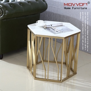 En Acier inoxydable Cadre Doré Moderne conceptions de table basse de marbre unique salon table basse - Product Image 5