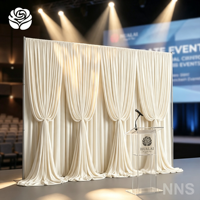 HuaLai Rideau de fond 10x10 pieds en soie de lait bordeaux, draperies plissées sans plis en tissu extensible pour la décoration de la table principale, personnalisable