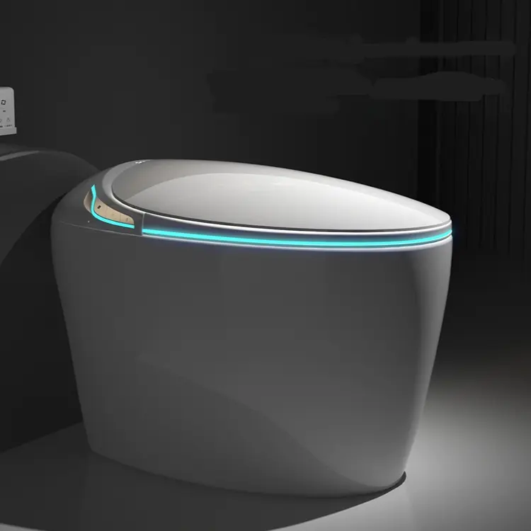 Inodoro de descarga para Baño de hotel Tipo de huevo Seco Detección automática Clamshell Calefacción Toil Inodoro inteligente