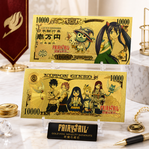 Billete de Oro de 24k de Fairy Tail - Coleccionable de Anime de Doble Cara 16x7.6cm con Lucy, Natsu, Erza, Gray y <span class=keywords><strong>Happy</strong></span> - Regalo Único - Product Image 4