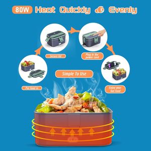 Electric Lunch Box 110V/220V/12V/24V Portable Food Warmer Heater 1.8L for Bedroom Car Truck Home Kitchen-BPA Free - Product Image 4