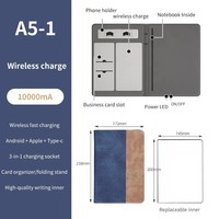 Bloc-notes en cuir A5 A6 avec batterie externe fine personnalisable de 10 000 mAh, reliure à spirales, fournitures de bureau, cadeaux d'affaires