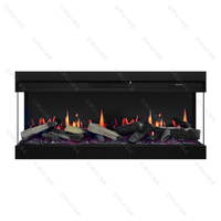 Chimenea Eléctrica Moderna CRUISE de 640 mm con Pantalla LCD Virtual Lineal 3D, Calefacción Electrónica, Sincronización de Llama de Madera, para Hogar y Hotel